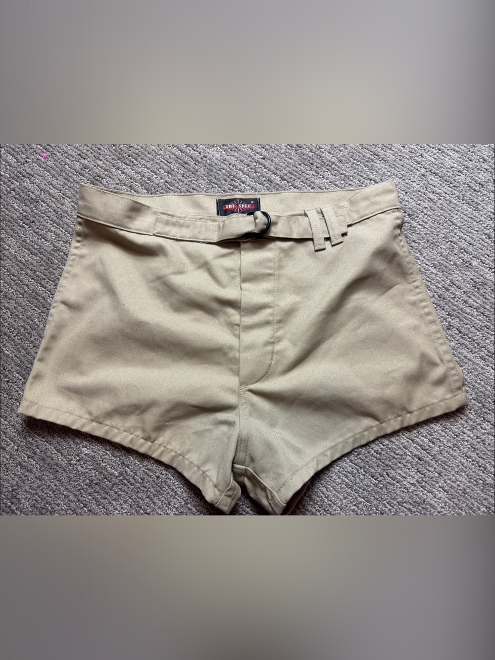 TRU Spec High-Waist Khaki Women's Shorts with Belt Loop Detail size 34 Button Fl